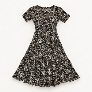 Vintage 90s M.P.H. Leopard Print Rayon Maxi Dress Button Front India L